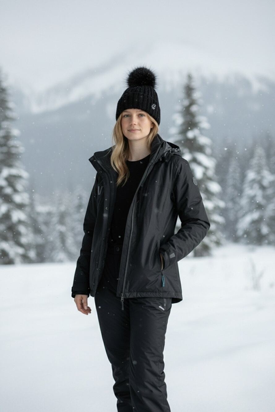 Vuarnet Hooded Ski Jacket Mountain Lady Women's US 6 Black Full Zip Snowboarding